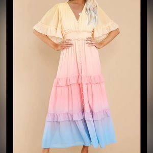 ***SOLD*** NWT Red Dress Boutique Ombré Tiered Maxi, S